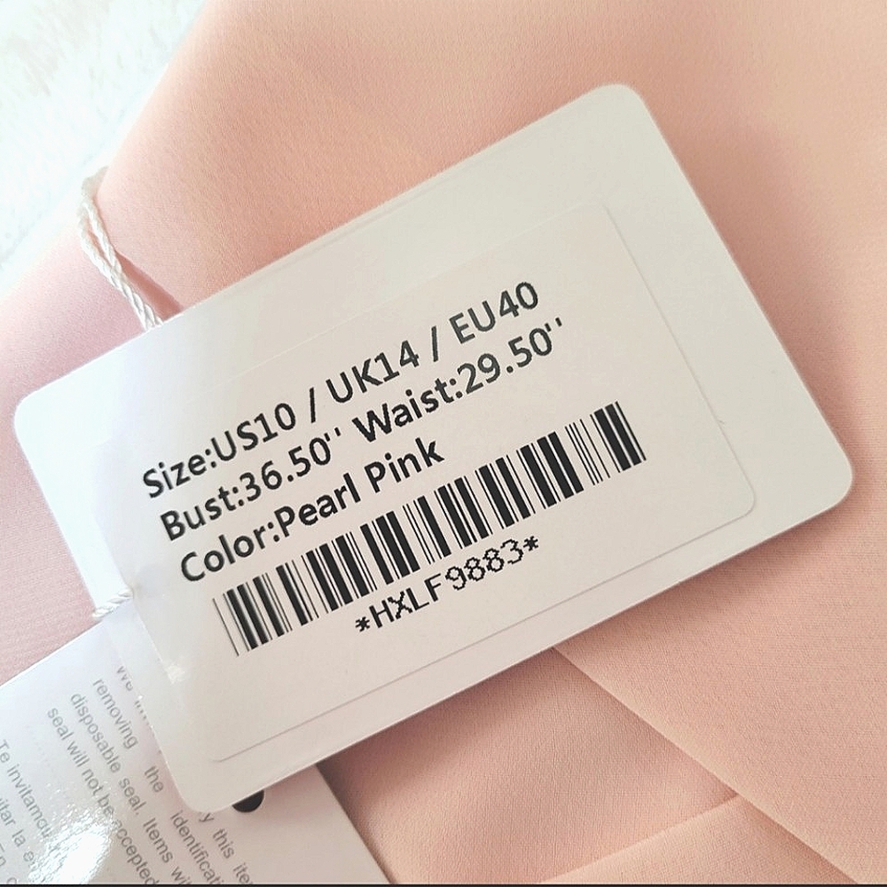 JJ's House Pink Pearl Faux Wrap Goddess Mini Dress size 10 - Picture 6 of 16
